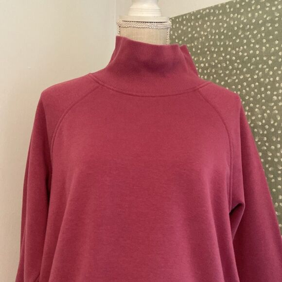 Athleta Dusty Rose Cozy Karma Side Zip Funnel Neck Sweatshirt Size Medium - Picture 2 of 9
